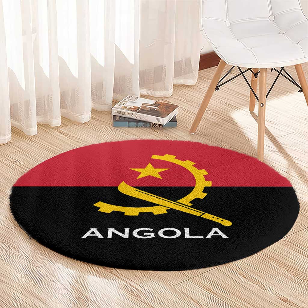 Angola Country Flag Round Carpet Virtus Unita Fortior