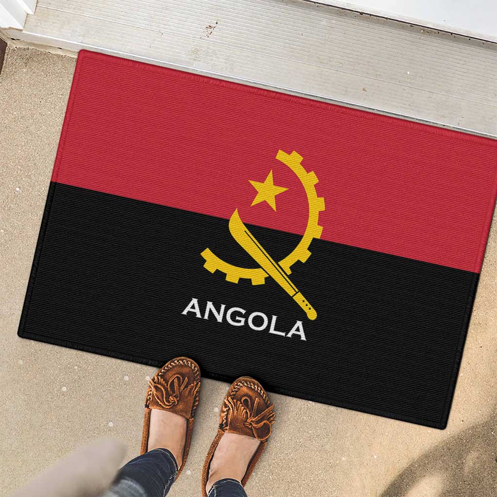 Angola Country Flag Rubber Doormat Virtus Unita Fortior