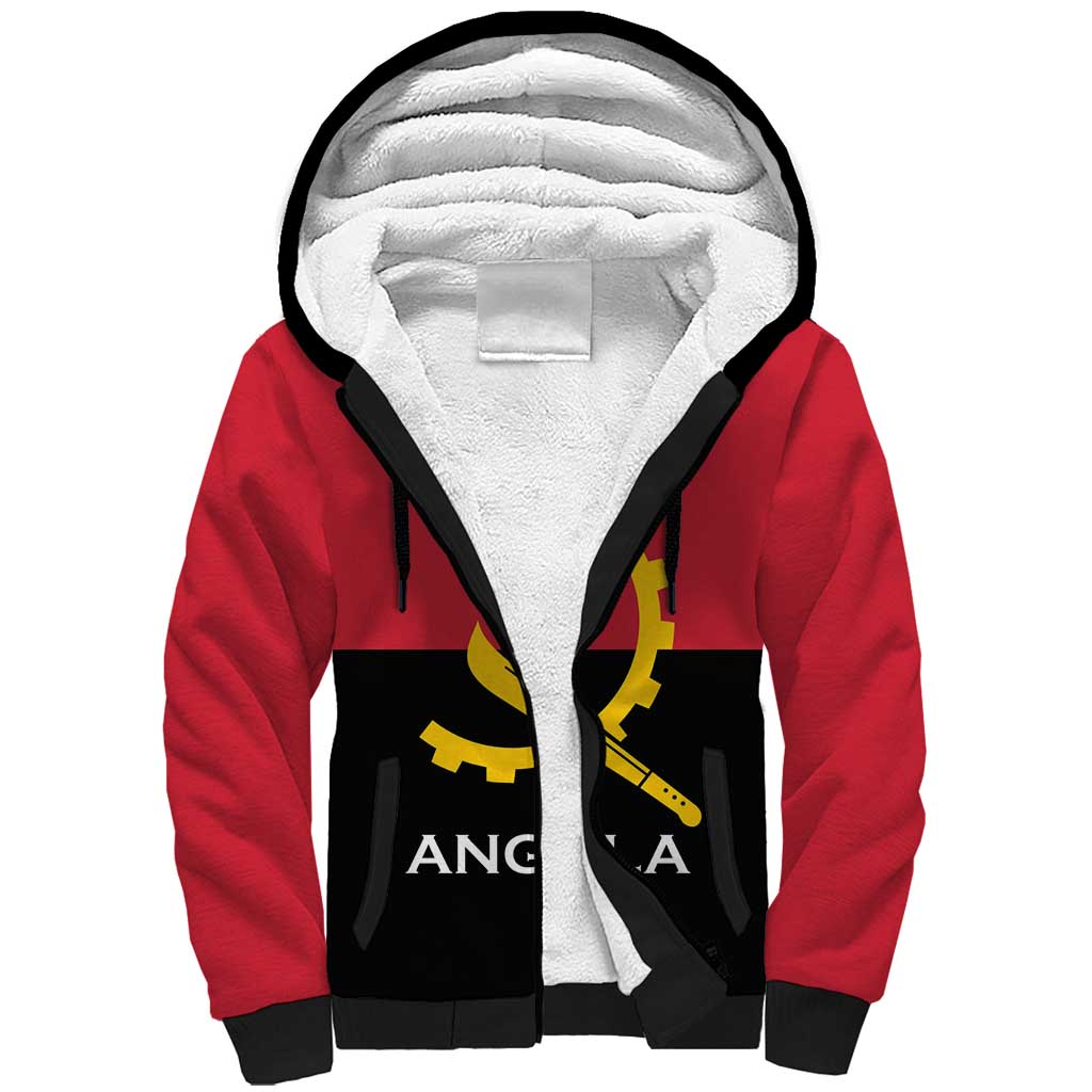 Angola Country Flag Sherpa Hoodie Virtus Unita Fortior