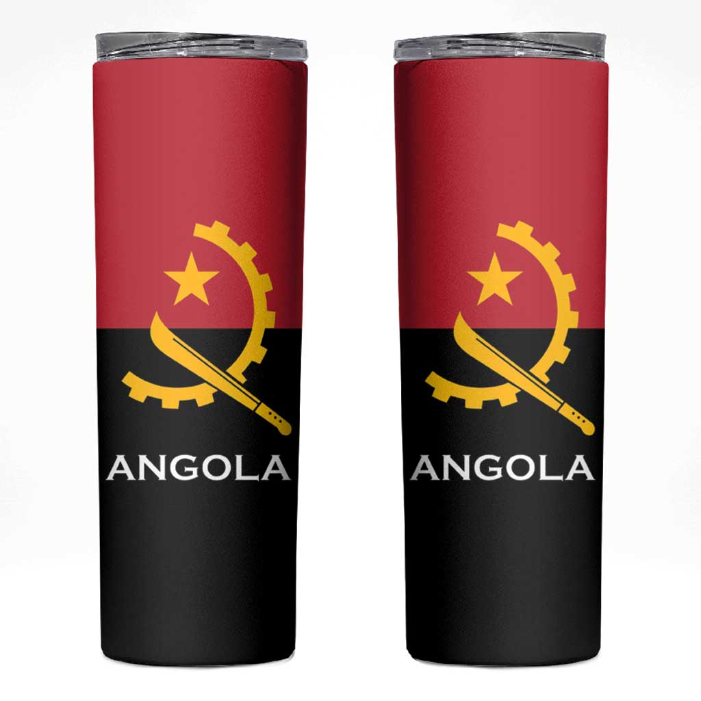 Angola Country Flag Skinny Tumbler Virtus Unita Fortior