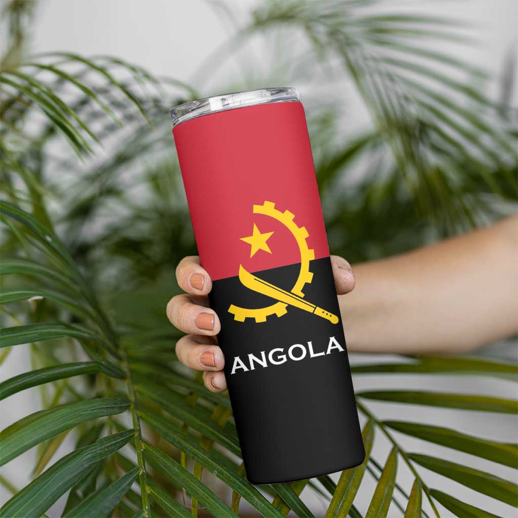 Angola Country Flag Skinny Tumbler Virtus Unita Fortior