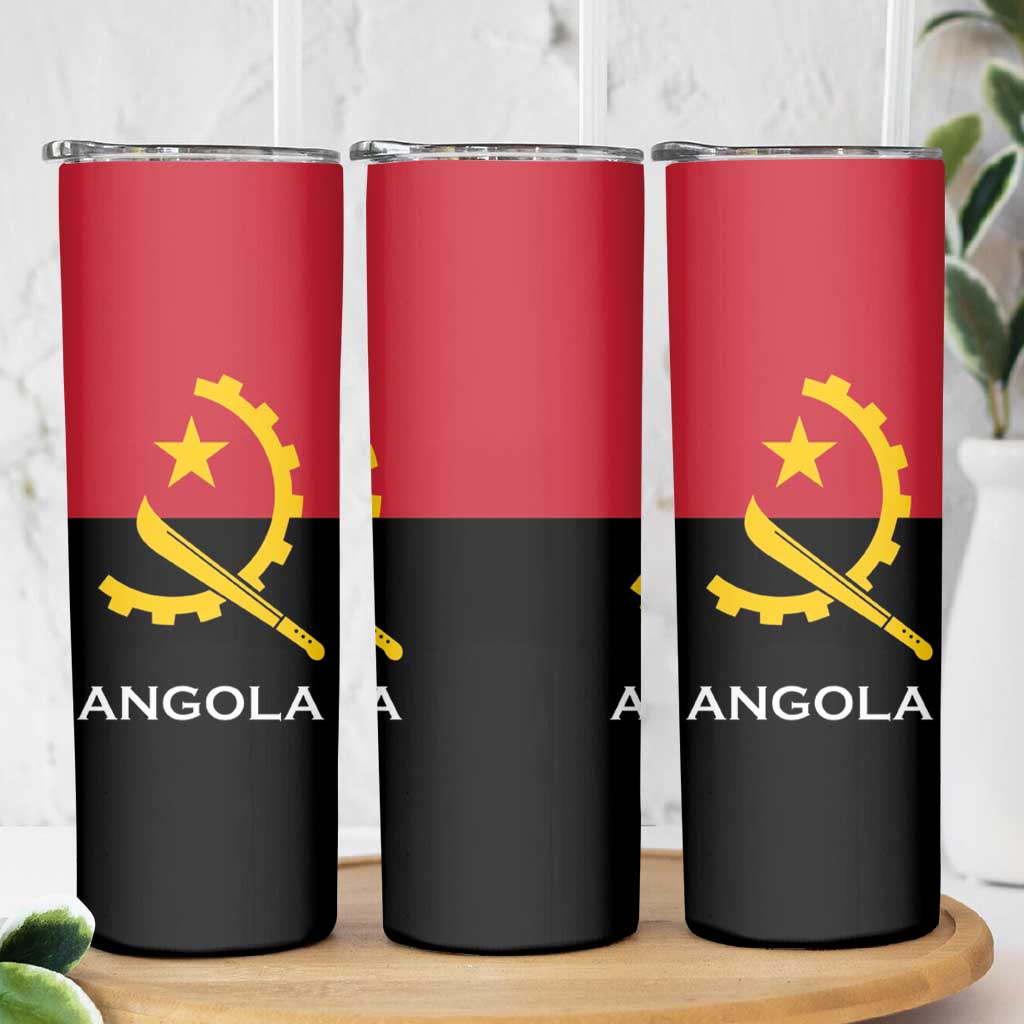 Angola Country Flag Skinny Tumbler Virtus Unita Fortior