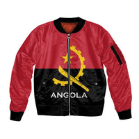 Angola Country Flag Sleeve Zip Bomber Jacket Virtus Unita Fortior
