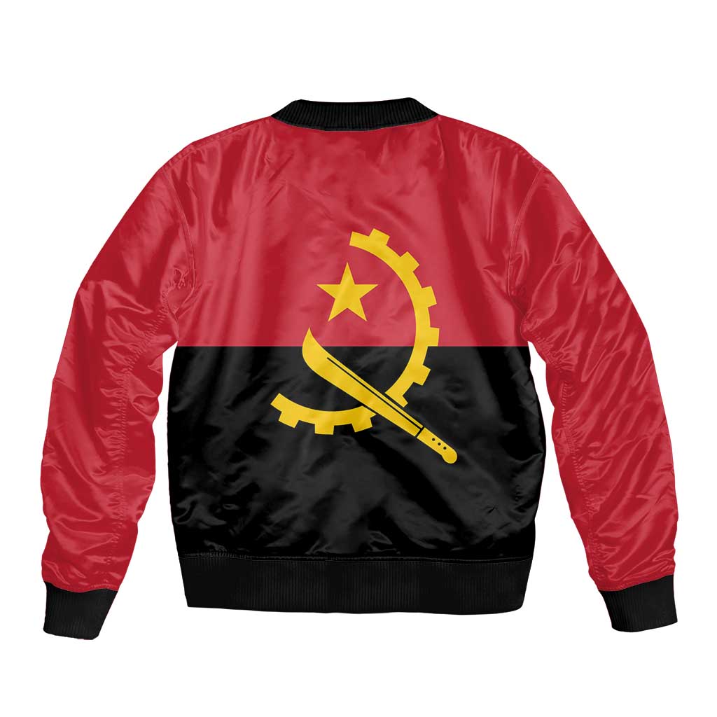 Angola Country Flag Sleeve Zip Bomber Jacket Virtus Unita Fortior