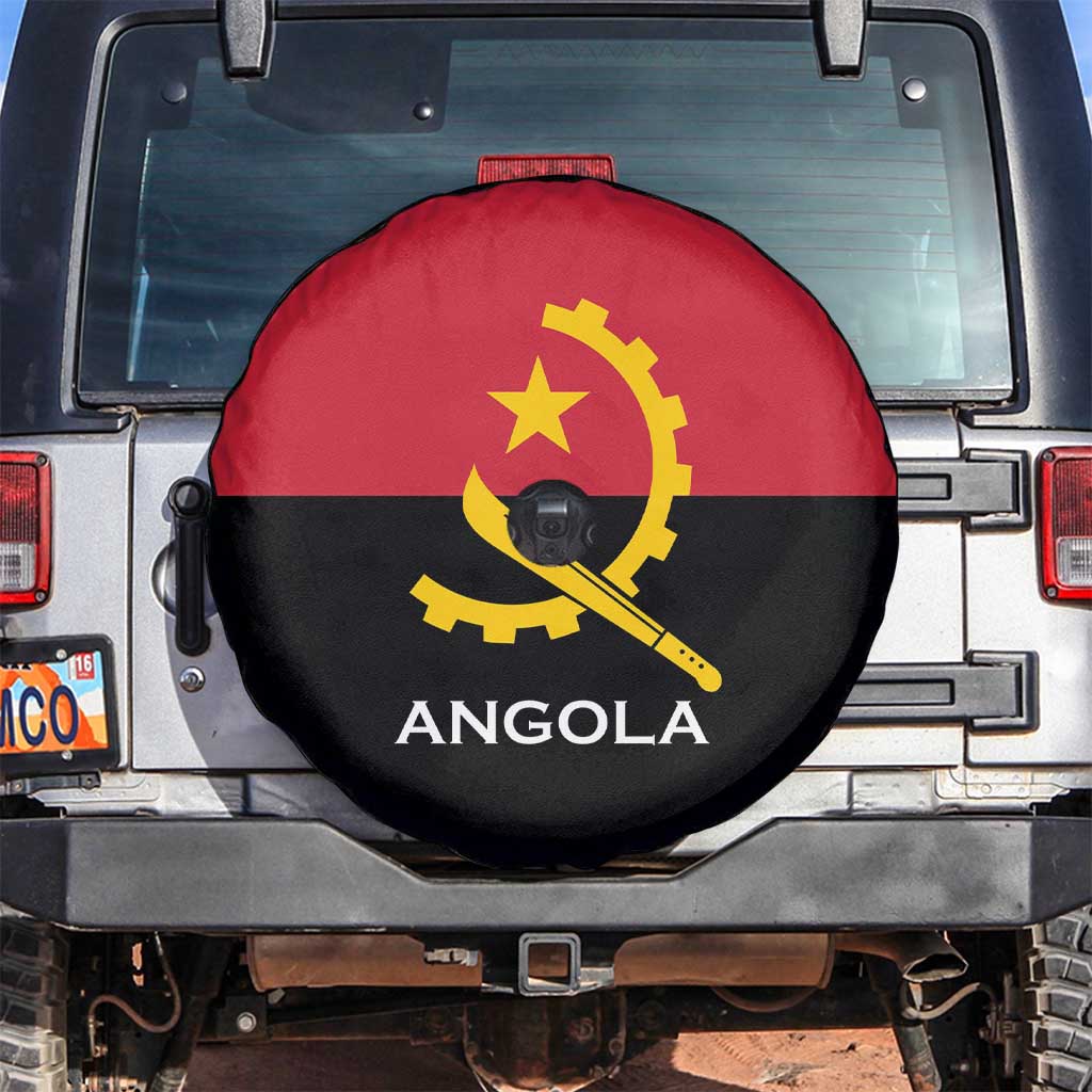 Angola Country Flag Spare Tire Cover Virtus Unita Fortior