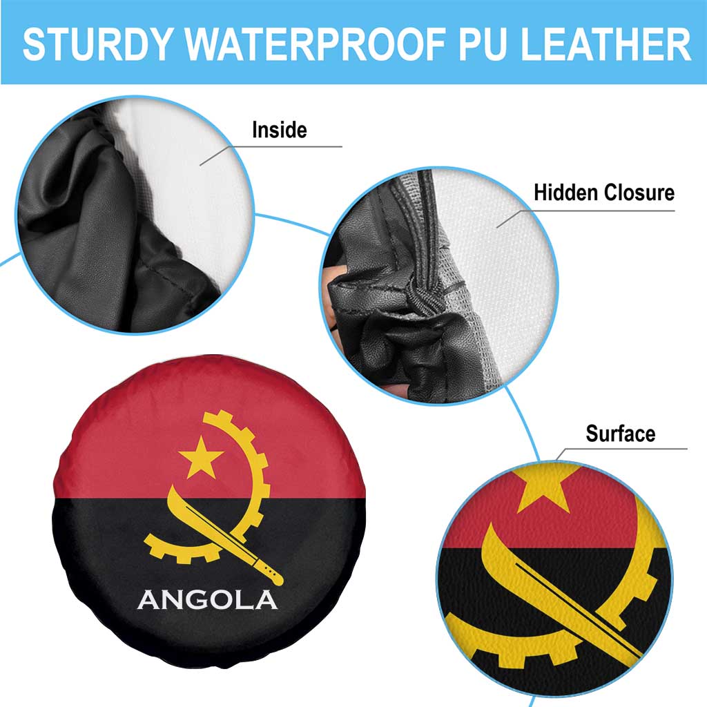 Angola Country Flag Spare Tire Cover Virtus Unita Fortior
