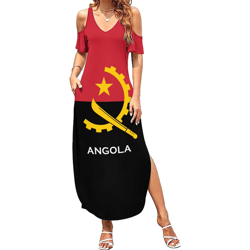 Angola Country Flag Summer Maxi Dress Virtus Unita Fortior