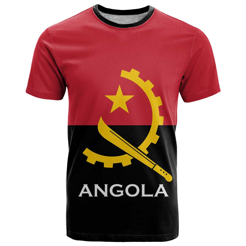 Angola Country Flag T Shirt Virtus Unita Fortior