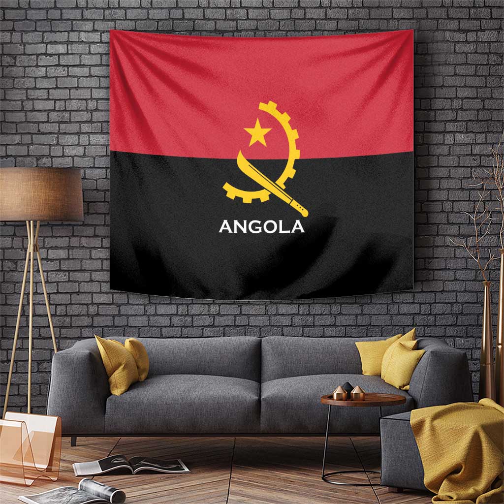 Angola Country Flag Tapestry Virtus Unita Fortior