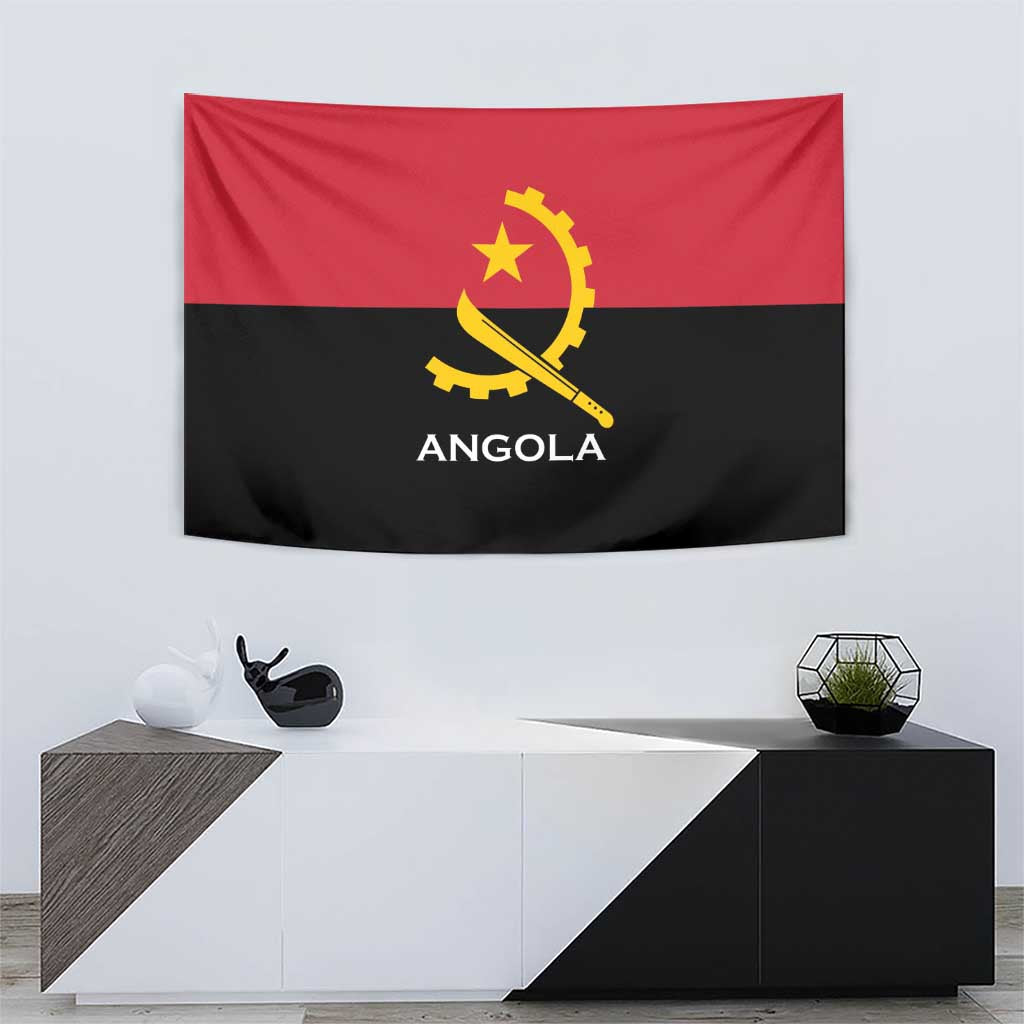 Angola Country Flag Tapestry Virtus Unita Fortior