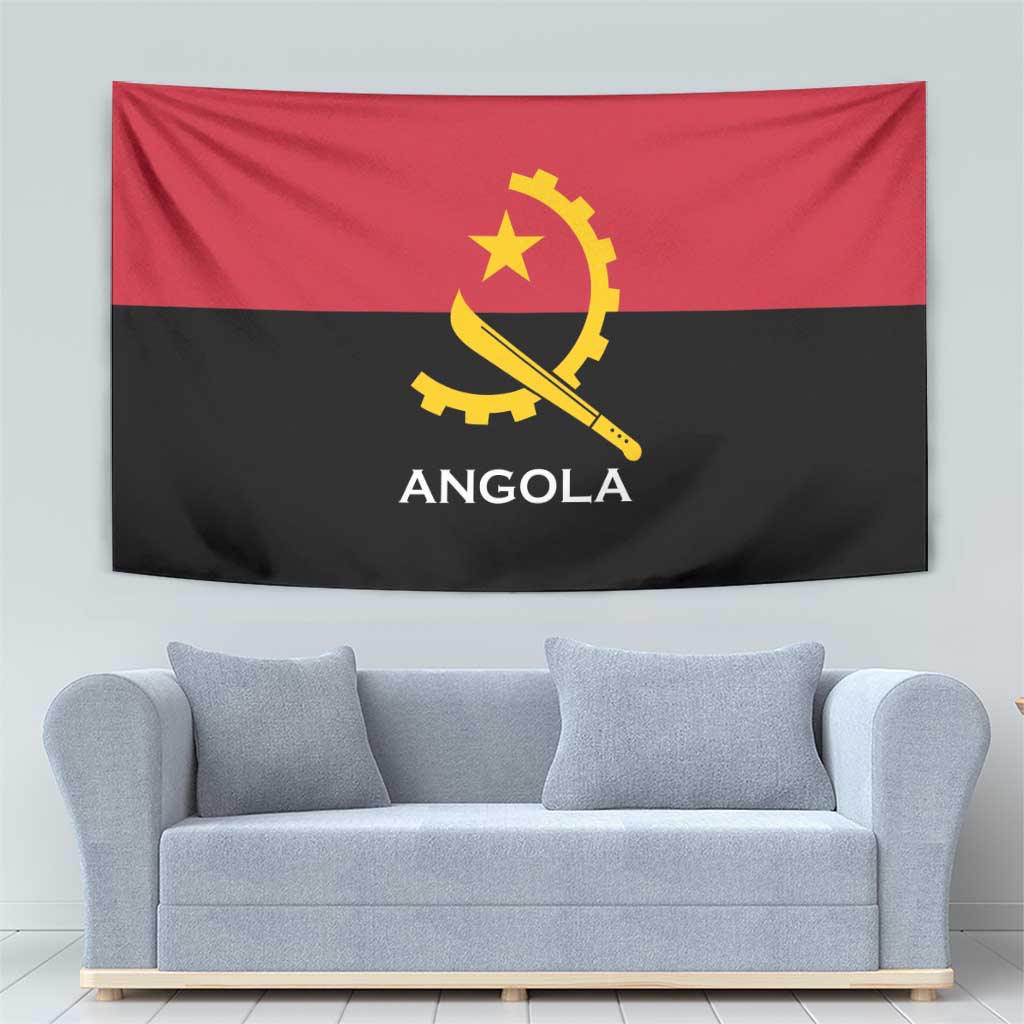 Angola Country Flag Tapestry Virtus Unita Fortior