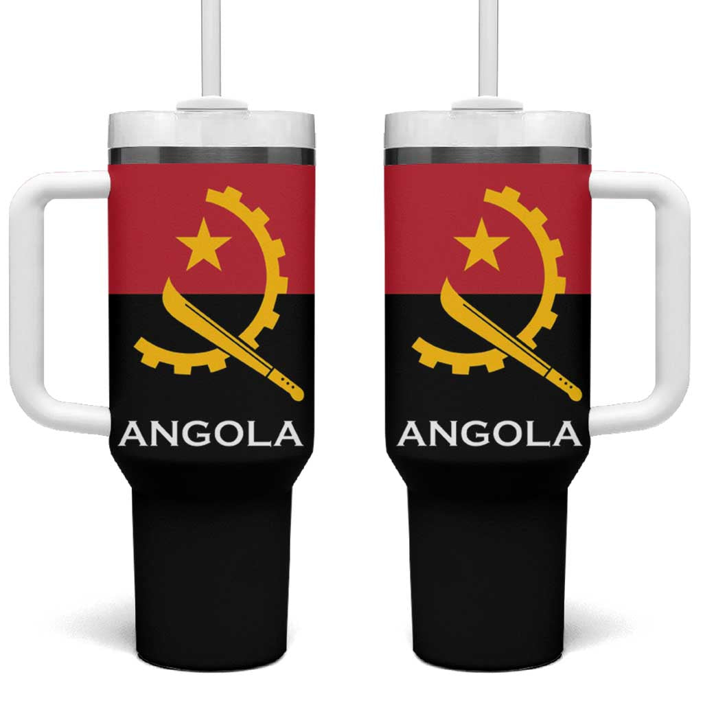Angola Country Flag Tumbler With Handle Virtus Unita Fortior