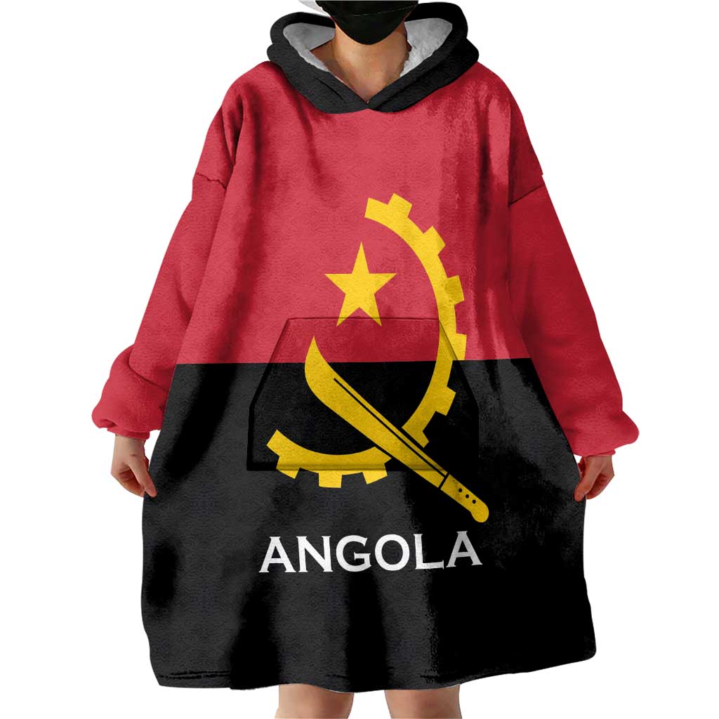 Angola Country Flag Wearable Blanket Hoodie Virtus Unita Fortior