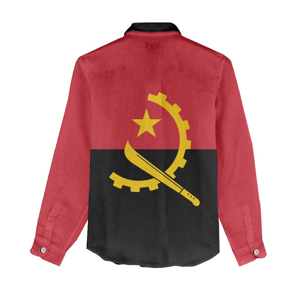 Angola Country Flag Women Casual Shirt Virtus Unita Fortior