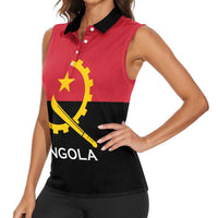 Angola Country Flag Women Sleeveless Polo Shirt Virtus Unita Fortior