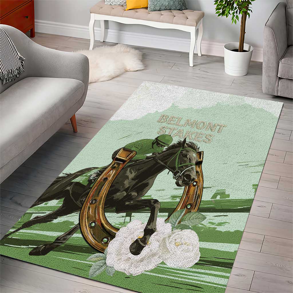 158th Anniversary Belmont Horse Racing Area Rug Run for the Carnations