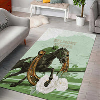 158th Anniversary Belmont Horse Racing Area Rug Run for the Carnations