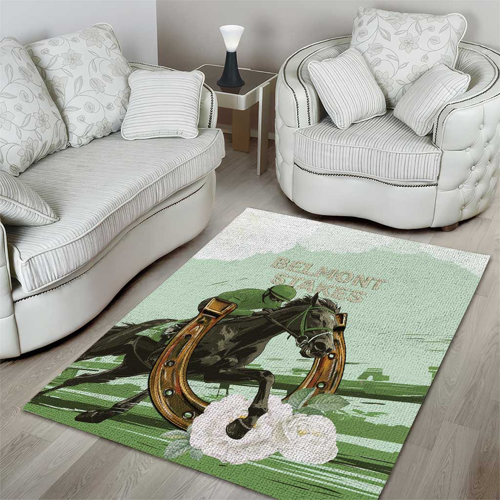 158th Anniversary Belmont Horse Racing Area Rug Run for the Carnations