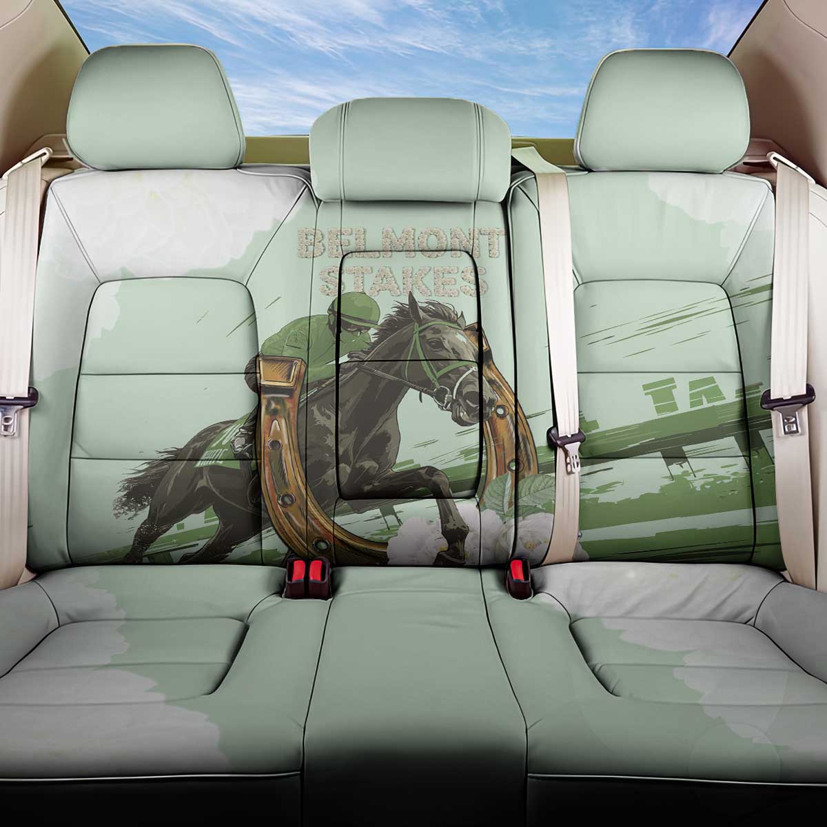 158th Anniversary Belmont Horse Racing Back Car Seat Cover Run for the Carnations