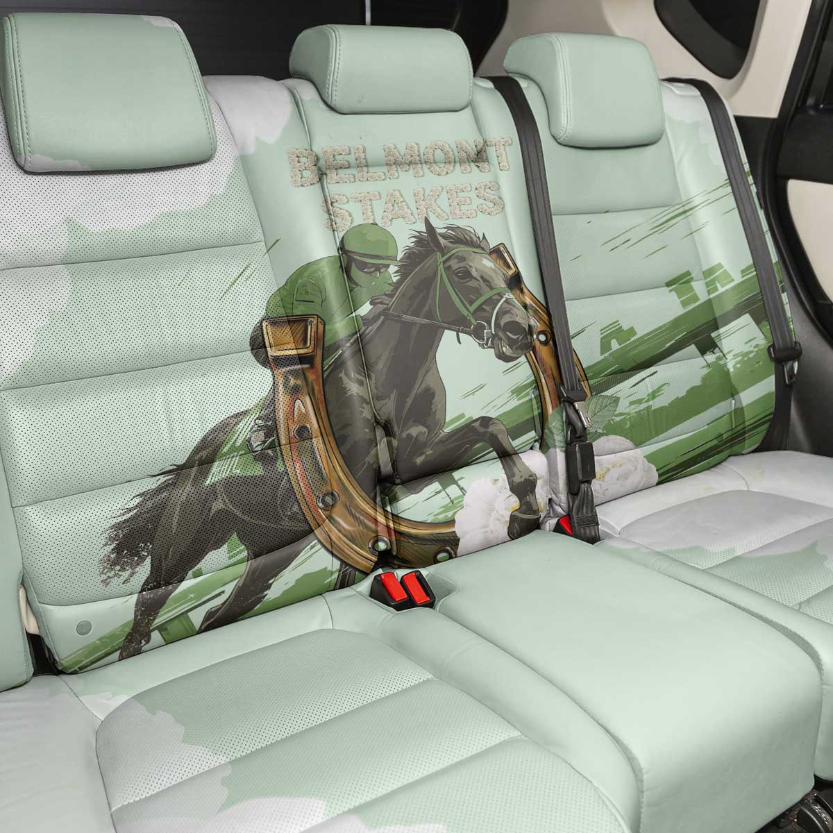 158th Anniversary Belmont Horse Racing Back Car Seat Cover Run for the Carnations