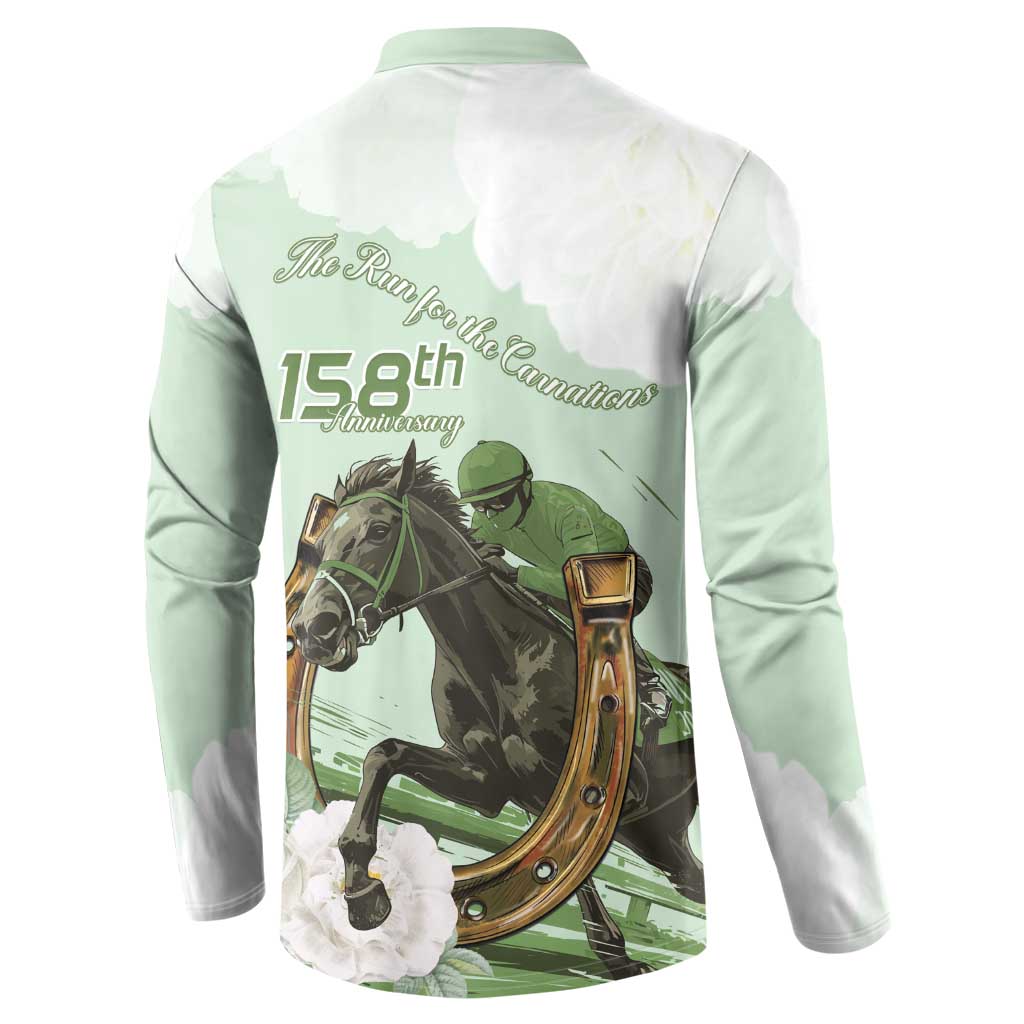 158th Anniversary Belmont Horse Racing Button Sweatshirt Run for the Carnations