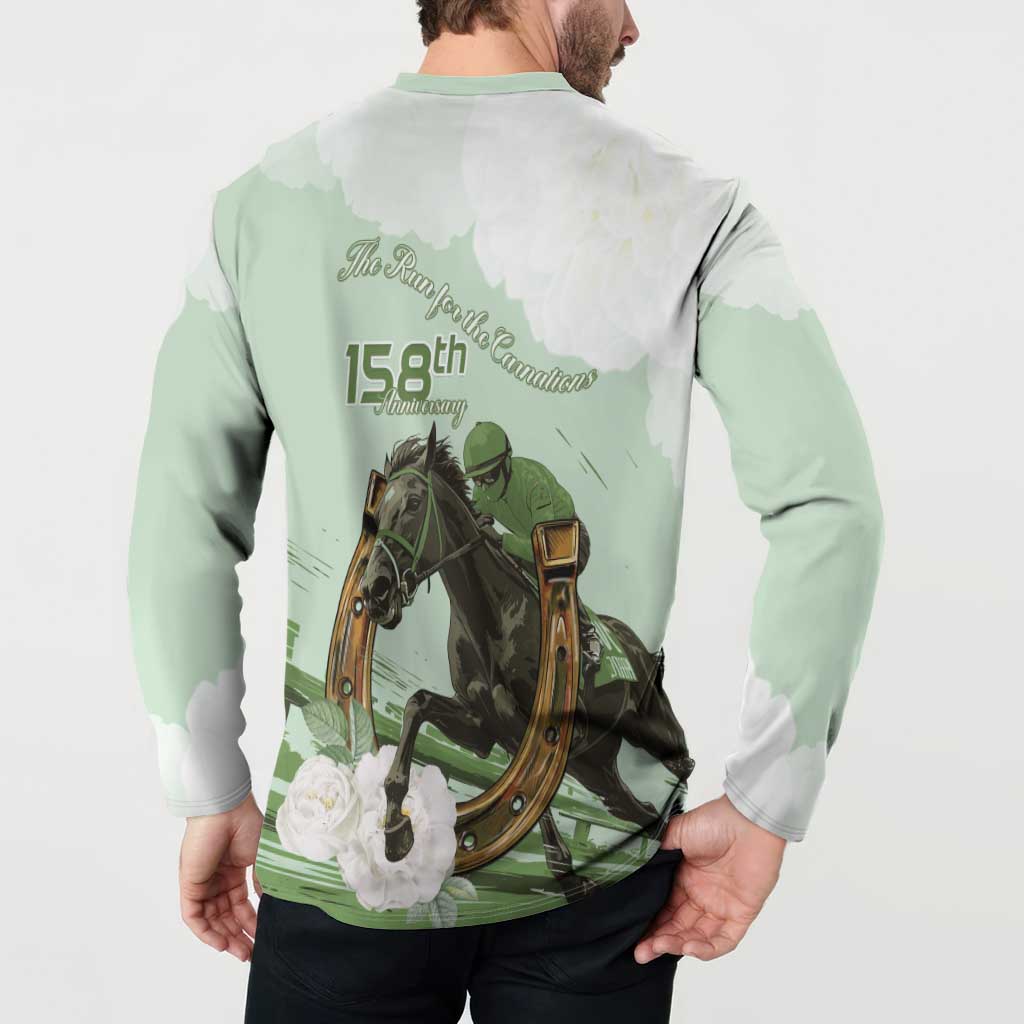 158th Anniversary Belmont Horse Racing Button Sweatshirt Run for the Carnations
