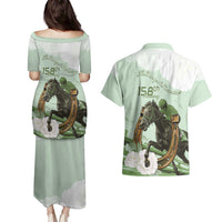 158th Anniversary Belmont Horse Racing Couples Matching Puletasi and Hawaiian Shirt Run for the Carnations