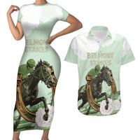 158th Anniversary Belmont Horse Racing Couples Matching Short Sleeve Bodycon Dress and Hawaiian Shirt Run for the Carnations