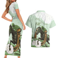 158th Anniversary Belmont Horse Racing Couples Matching Short Sleeve Bodycon Dress and Hawaiian Shirt Run for the Carnations