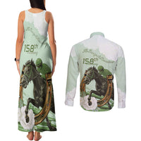 158th Anniversary Belmont Horse Racing Couples Matching Tank Maxi Dress and Long Sleeve Button Shirt Run for the Carnations