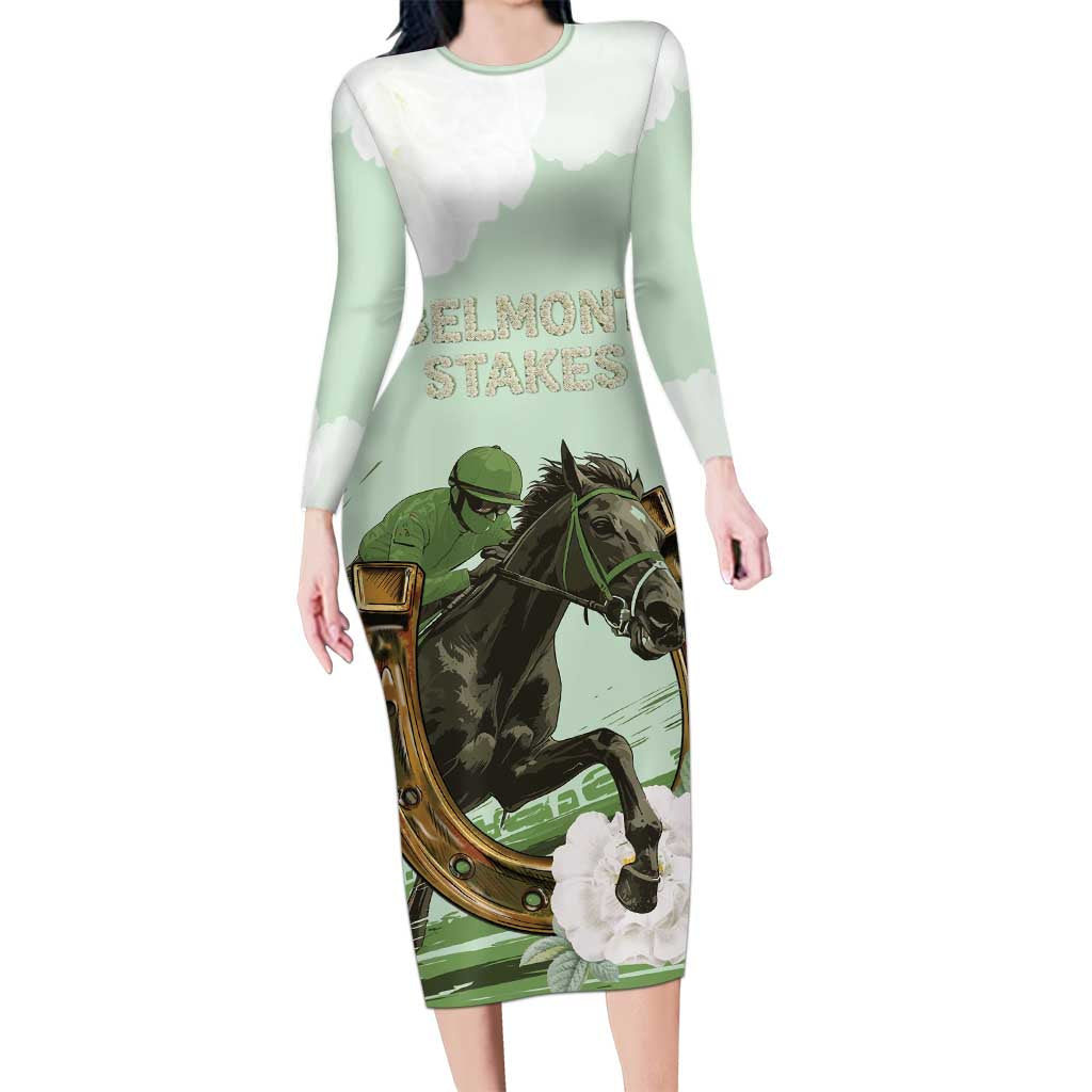 158th Anniversary Belmont Horse Racing Family Matching Long Sleeve Bodycon Dress and Hawaiian Shirt Run for the Carnations