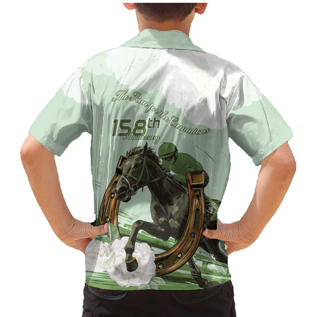 158th Anniversary Belmont Horse Racing Family Matching Mermaid Dress and Hawaiian Shirt Run for the Carnations