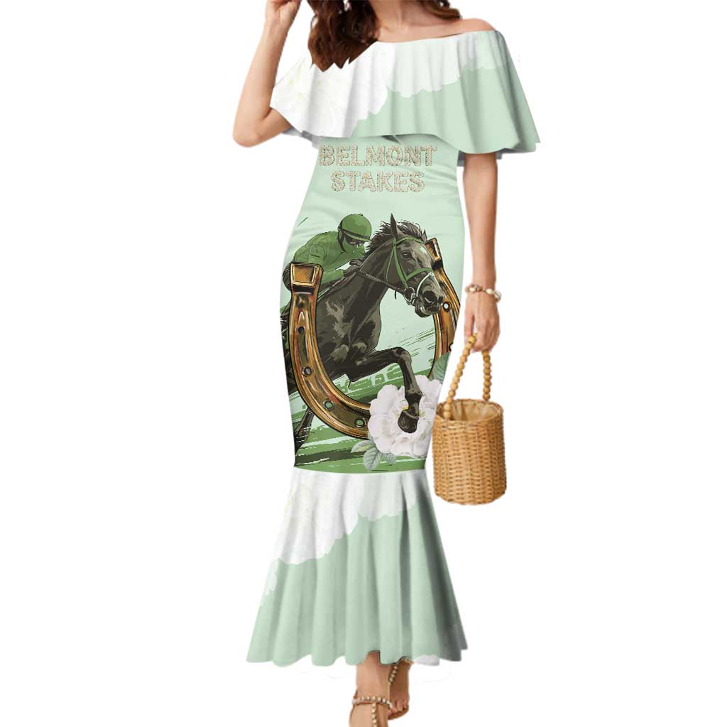 158th Anniversary Belmont Horse Racing Family Matching Mermaid Dress and Hawaiian Shirt Run for the Carnations