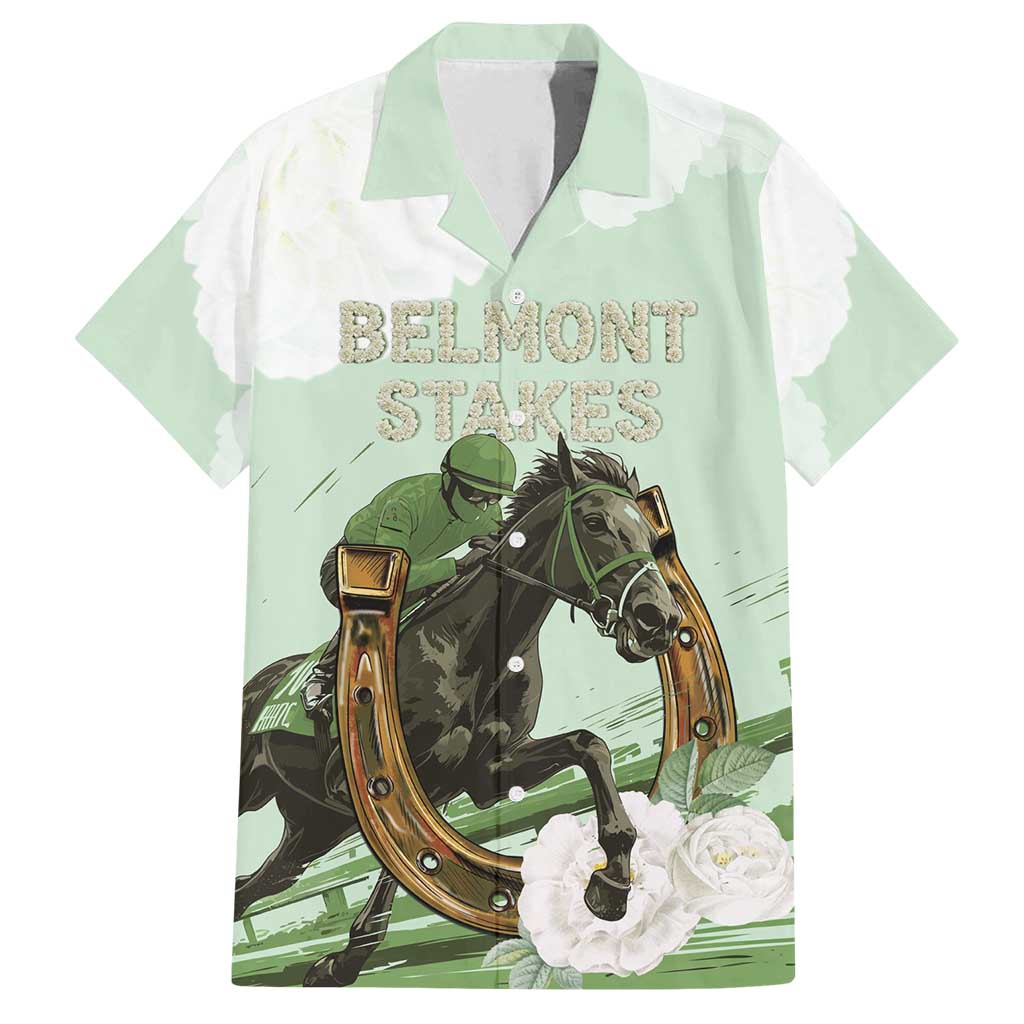 158th Anniversary Belmont Horse Racing Family Matching Off Shoulder Maxi Dress and Hawaiian Shirt Run for the Carnations