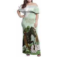 158th Anniversary Belmont Horse Racing Family Matching Off Shoulder Maxi Dress and Hawaiian Shirt Run for the Carnations