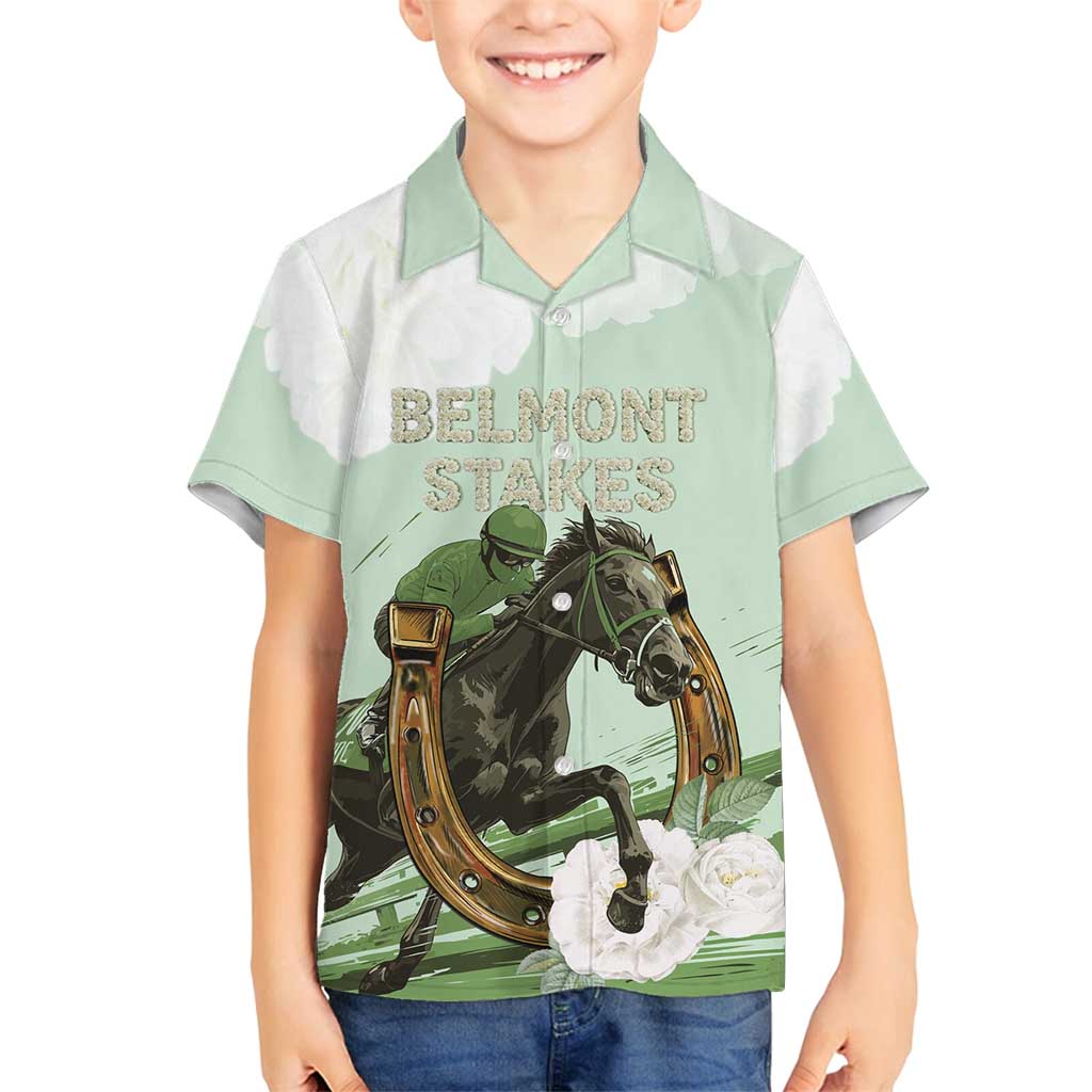 158th Anniversary Belmont Horse Racing Family Matching Off Shoulder Maxi Dress and Hawaiian Shirt Run for the Carnations