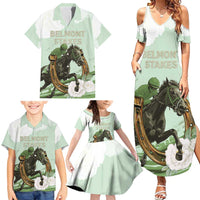 158th Anniversary Belmont Horse Racing Family Matching Summer Maxi Dress and Hawaiian Shirt Run for the Carnations