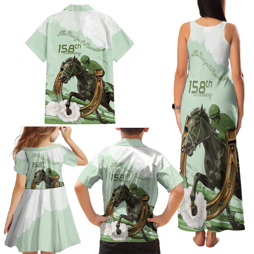 158th Anniversary Belmont Horse Racing Family Matching Tank Maxi Dress and Hawaiian Shirt Run for the Carnations