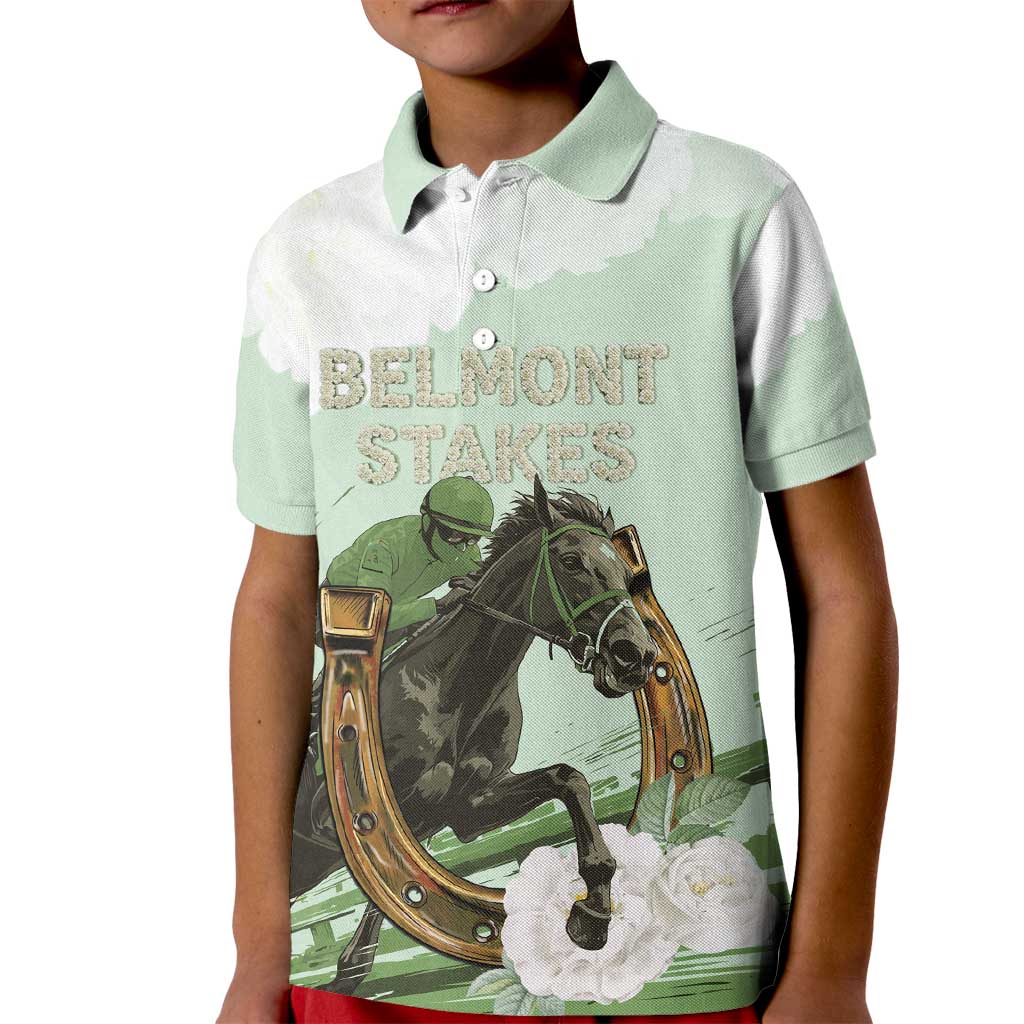 158th Anniversary Belmont Horse Racing Kid Polo Shirt Run for the Carnations