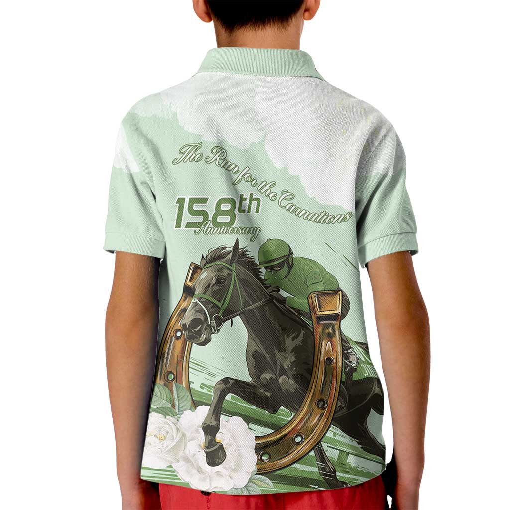 158th Anniversary Belmont Horse Racing Kid Polo Shirt Run for the Carnations