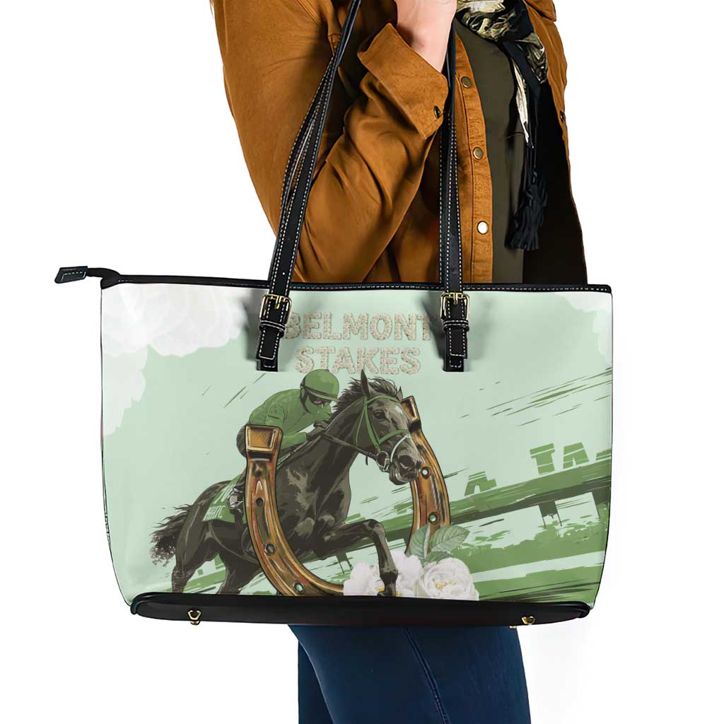 158th Anniversary Belmont Horse Racing Leather Tote Bag Run for the Carnations