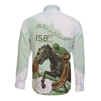 158th Anniversary Belmont Horse Racing Long Sleeve Button Shirt Run for the Carnations