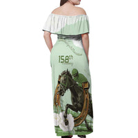 158th Anniversary Belmont Horse Racing Off Shoulder Maxi Dress Run for the Carnations