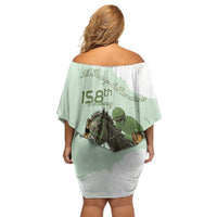 158th Anniversary Belmont Horse Racing Off Shoulder Short Dress Run for the Carnations