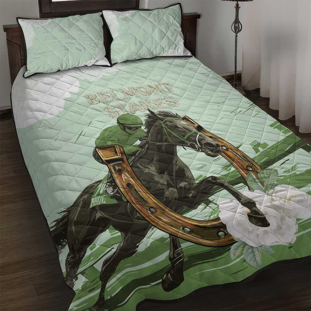 158th Anniversary Belmont Horse Racing Quilt Bed Set Run for the Carnations