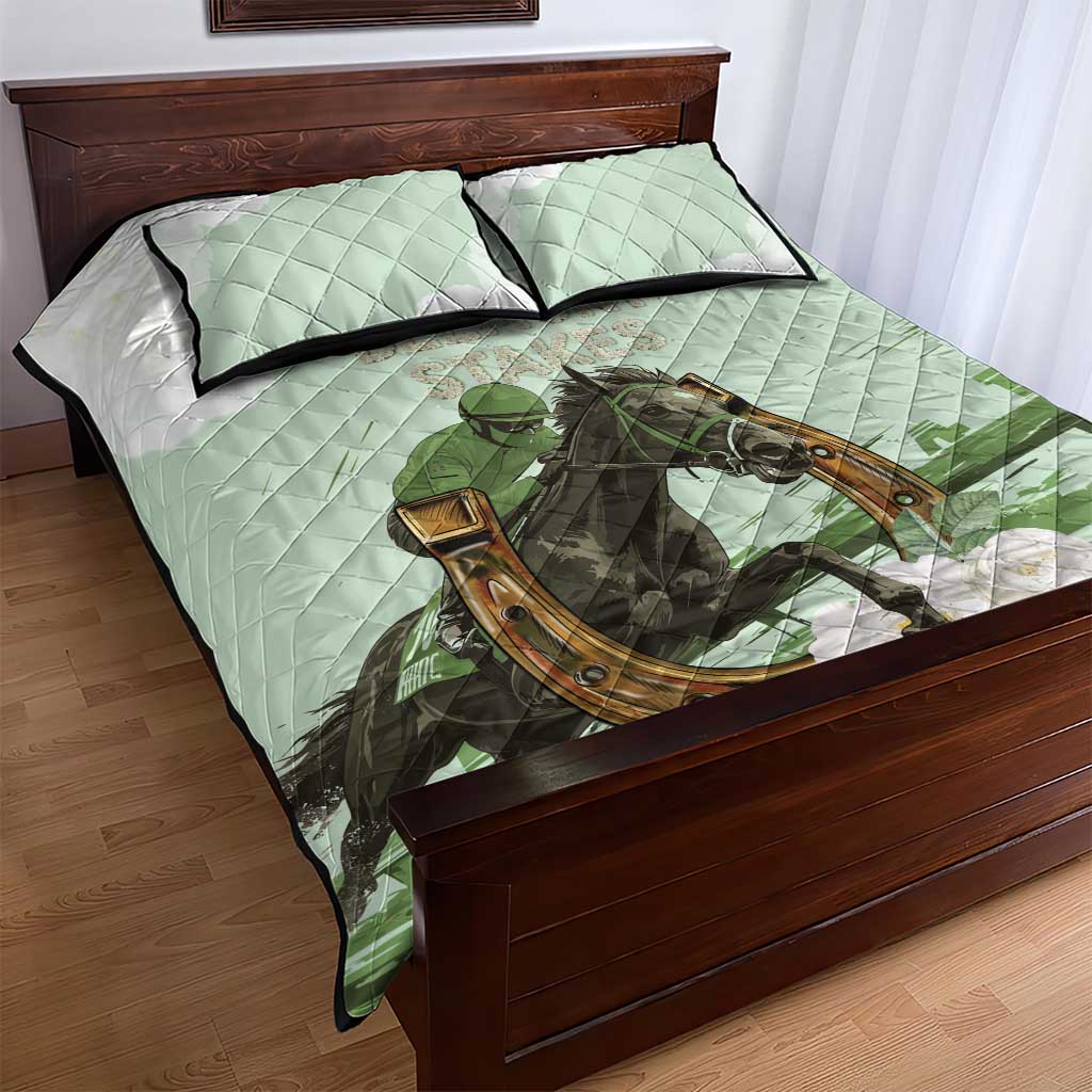 158th Anniversary Belmont Horse Racing Quilt Bed Set Run for the Carnations