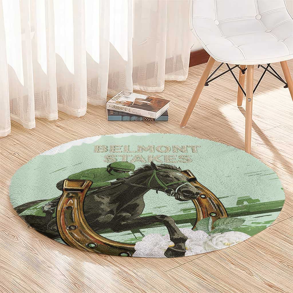 158th Anniversary Belmont Horse Racing Round Carpet Run for the Carnations