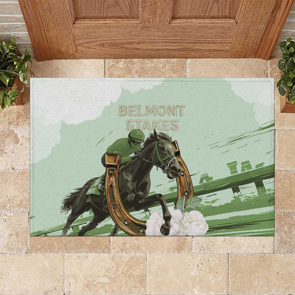 158th Anniversary Belmont Horse Racing Rubber Doormat Run for the Carnations
