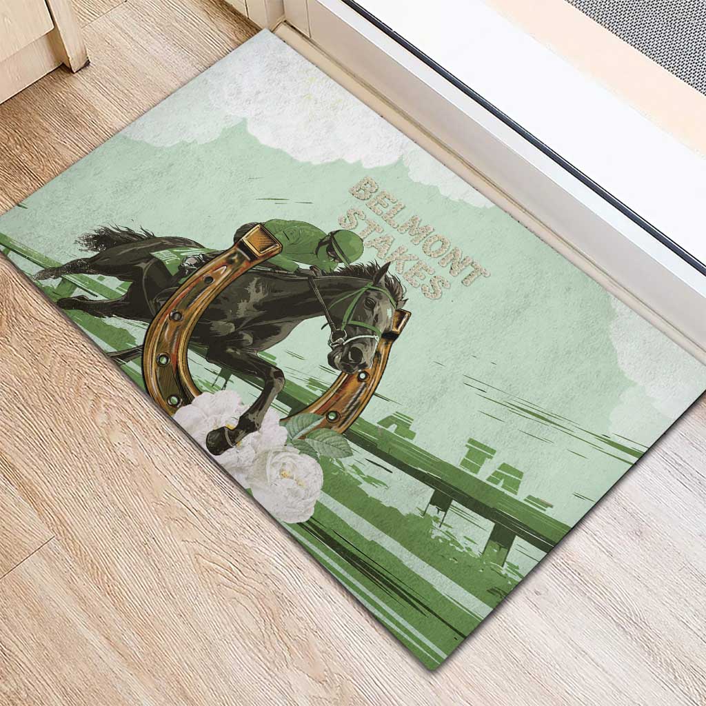 158th Anniversary Belmont Horse Racing Rubber Doormat Run for the Carnations