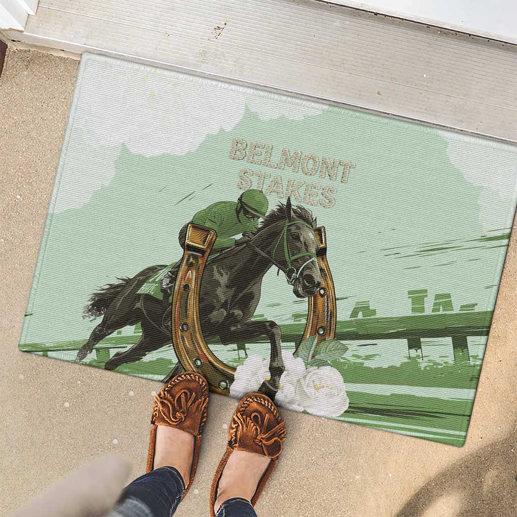 158th Anniversary Belmont Horse Racing Rubber Doormat Run for the Carnations